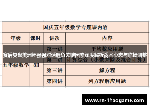 赛后复盘美洲杯强强对话胜负关键因素深度解析战术心态与临场调整 赛后复盘美洲杯强强对话胜负关键因素深度解析战术心态与临场调整